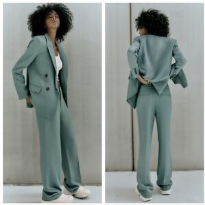 Zara Mint/Sage Green Blazer and Trouser 2 Piece Set